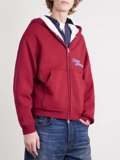 Cherry Los Angeles Logo-Print Cotton-Jersey Zip-Up Hoodie - Men | Thumbnail 3 Cherry Los Angeles Logo-Print Cotton-Jersey Zip-Up Hoodie - Men | Thumbnail 3