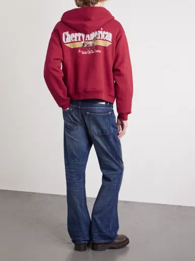 Cherry Los Angeles Logo-Print Cotton-Jersey Zip-Up Hoodie - Men | Thumbnail 4 Cherry Los Angeles Logo-Print Cotton-Jersey Zip-Up Hoodie - Men | Thumbnail 4