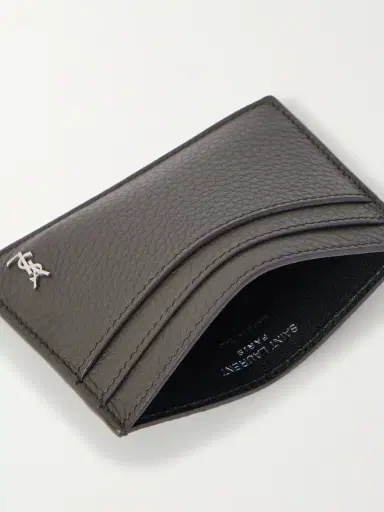 Saint Laurent Tiny Cassandre Logo-Appliquéd Full-Grain Leather Cardholder - Men | Thumbnail 4 Saint Laurent Tiny Cassandre Logo-Appliquéd Full-Grain Leather Cardholder - Men | Thumbnail 4