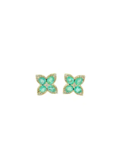 Wish Fine Jewelry 2.36ct Emerald Diamond 14K Gold Leaf Earrings | Thumbnail 1 Wish Fine Jewelry 2.36ct Emerald Diamond 14K Gold Leaf Earrings | Thumbnail 1