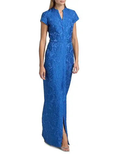 SACHIN BABI Women's Lynn Floral Jacquard V-Neck Gown - Moonbeam | Thumbnail 2 SACHIN BABI Women's Lynn Floral Jacquard V-Neck Gown - Moonbeam | Thumbnail 2