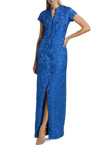 SACHIN BABI Women's Lynn Floral Jacquard V-Neck Gown - Moonbeam | Thumbnail 3 SACHIN BABI Women's Lynn Floral Jacquard V-Neck Gown - Moonbeam | Thumbnail 3