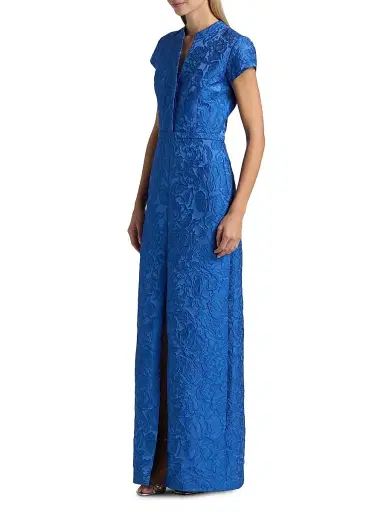 SACHIN BABI Women's Lynn Floral Jacquard V-Neck Gown - Moonbeam | Thumbnail 4 SACHIN BABI Women's Lynn Floral Jacquard V-Neck Gown - Moonbeam | Thumbnail 4