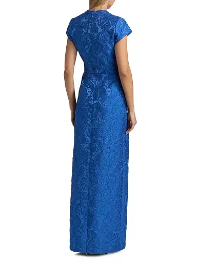 SACHIN BABI Women's Lynn Floral Jacquard V-Neck Gown - Moonbeam | Thumbnail 5 SACHIN BABI Women's Lynn Floral Jacquard V-Neck Gown - Moonbeam | Thumbnail 5