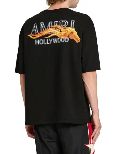 Amiri Men's Hollywood Horse Cotton Crewneck T-Shirt - Black | Thumbnail 5 Amiri Men's Hollywood Horse Cotton Crewneck T-Shirt - Black | Thumbnail 5
