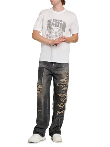 Amiri Men's Repaired Mid-Rise Straight-Leg Carpenter Jeans - Crafted Black | Thumbnail 2 Amiri Men's Repaired Mid-Rise Straight-Leg Carpenter Jeans - Crafted Black | Thumbnail 2