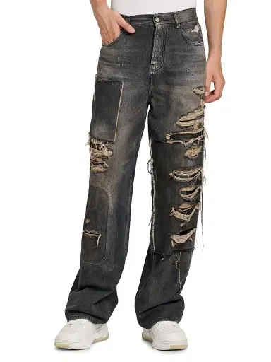 Amiri Men's Repaired Mid-Rise Straight-Leg Carpenter Jeans - Crafted Black | Thumbnail 3 Amiri Men's Repaired Mid-Rise Straight-Leg Carpenter Jeans - Crafted Black | Thumbnail 3