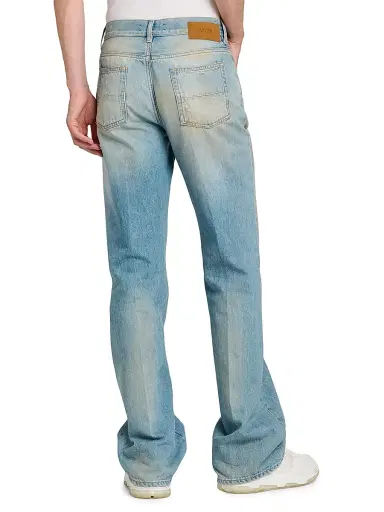 Amiri Men's Repaired Distressed Mid-Rise Bootcut Jeans - Mist Indigo | Thumbnail 5 Amiri Men's Repaired Distressed Mid-Rise Bootcut Jeans - Mist Indigo | Thumbnail 5
