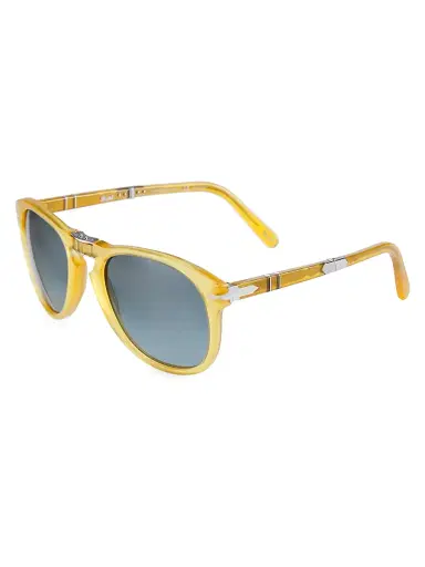 PERSOL Men's 54MM Round Sunglasses - Yellow | Thumbnail 2 PERSOL Men's 54MM Round Sunglasses - Yellow | Thumbnail 2