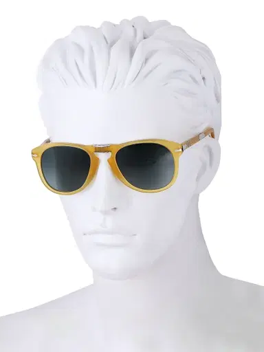 PERSOL Men's 54MM Round Sunglasses - Yellow | Thumbnail 4 PERSOL Men's 54MM Round Sunglasses - Yellow | Thumbnail 4