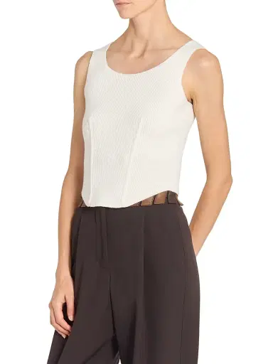 Alaïa Women's Rib-Knit Wool-Blend Corset Top - Blanc Naturel - Size 12 | Thumbnail 4 Alaïa Women's Rib-Knit Wool-Blend Corset Top - Blanc Naturel - Size 12 | Thumbnail 4