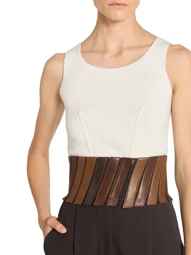 Alaïa Women's Rib-Knit Wool-Blend Corset Top - Blanc Naturel - Size 12 | Thumbnail 6 Alaïa Women's Rib-Knit Wool-Blend Corset Top - Blanc Naturel - Size 12 | Thumbnail 6