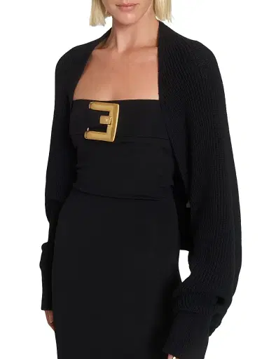 Balmain Women's Belted Compact Jersey Gown - Noir | Thumbnail 6 Balmain Women's Belted Compact Jersey Gown - Noir | Thumbnail 6