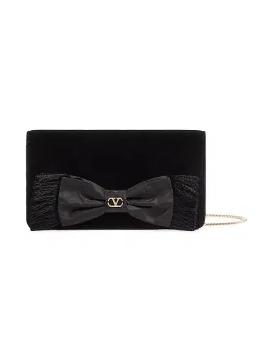 Valentino Garavani Women's VLogo Signature Mini Velvet Shoulder Bag - Black | Thumbnail 1 Valentino Garavani Women's VLogo Signature Mini Velvet Shoulder Bag - Black | Thumbnail 1
