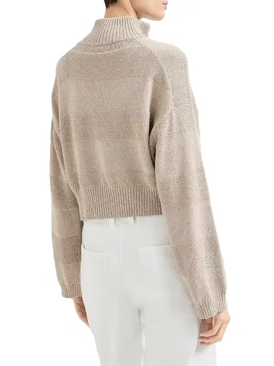 Brunello Cucinelli Women's Textured Stripe Cardigan in Cotton Diamond Yarn | Thumbnail 3 Brunello Cucinelli Women's Textured Stripe Cardigan in Cotton Diamond Yarn | Thumbnail 3