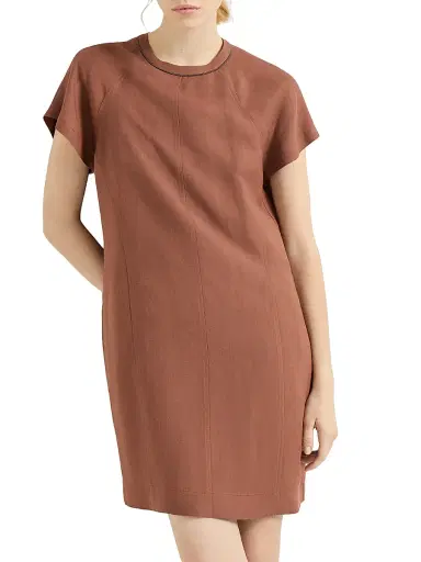 Brunello Cucinelli Women's Viscose and Linen Fluid Twill T-Shirt Dress | Thumbnail 5 Brunello Cucinelli Women's Viscose and Linen Fluid Twill T-Shirt Dress | Thumbnail 5