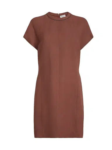 Brunello Cucinelli Women's Viscose and Linen Fluid Twill T-Shirt Dress | Thumbnail 1 Brunello Cucinelli Women's Viscose and Linen Fluid Twill T-Shirt Dress | Thumbnail 1