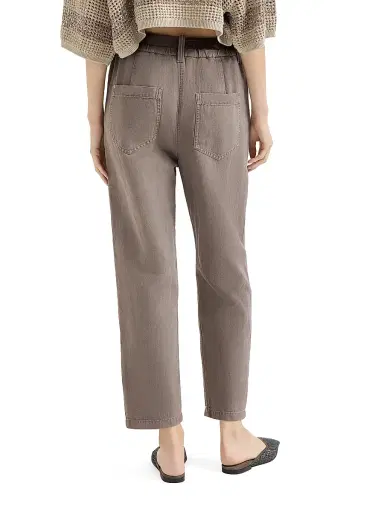 Brunello Cucinelli Women's Garment Dyed Five Pocket Trousers in Cotton and Linen Cover | Thumbnail 4 Brunello Cucinelli Women's Garment Dyed Five Pocket Trousers in Cotton and Linen Cover | Thumbnail 4