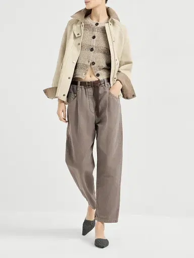 Brunello Cucinelli Women's Garment Dyed Five Pocket Trousers in Cotton and Linen Cover | Thumbnail 6 Brunello Cucinelli Women's Garment Dyed Five Pocket Trousers in Cotton and Linen Cover | Thumbnail 6