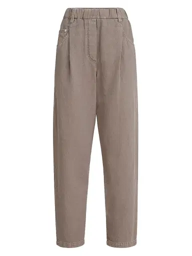 Brunello Cucinelli Women's Garment Dyed Five Pocket Trousers in Cotton and Linen Cover | Thumbnail 1 Brunello Cucinelli Women's Garment Dyed Five Pocket Trousers in Cotton and Linen Cover | Thumbnail 1