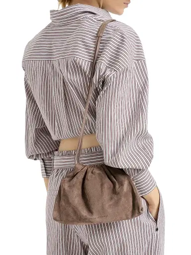 Brunello Cucinelli Women's Duo Pouch Bag in Suede with Monili | Thumbnail 2 Brunello Cucinelli Women's Duo Pouch Bag in Suede with Monili | Thumbnail 2
