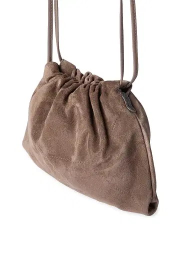 Brunello Cucinelli Women's Duo Pouch Bag in Suede with Monili | Thumbnail 5 Brunello Cucinelli Women's Duo Pouch Bag in Suede with Monili | Thumbnail 5