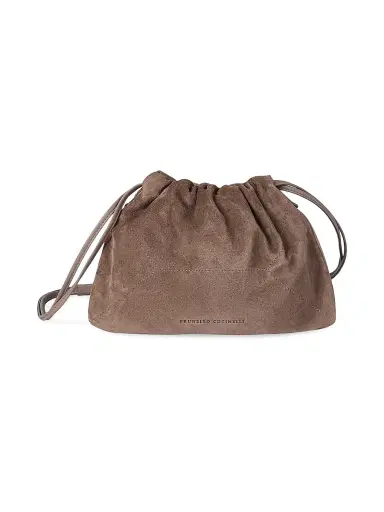 Brunello Cucinelli Women's Duo Pouch Bag in Suede with Monili | Thumbnail 1 Brunello Cucinelli Women's Duo Pouch Bag in Suede with Monili | Thumbnail 1