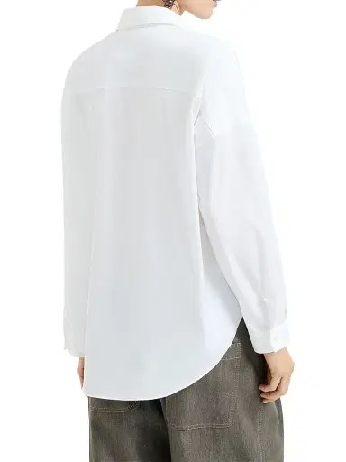 Brunello Cucinelli Women's Stretch Cotton Poplin Shirt with Shiny Trim | Thumbnail 3 Brunello Cucinelli Women's Stretch Cotton Poplin Shirt with Shiny Trim | Thumbnail 3