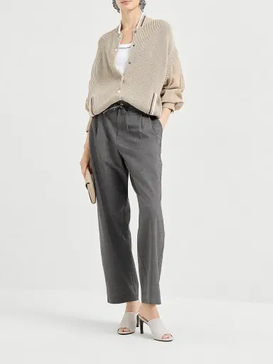 Brunello Cucinelli Women's Tropical Luxury Wool Tailored Track Trousers - Medium Grey - Size 00 | Thumbnail 6 Brunello Cucinelli Women's Tropical Luxury Wool Tailored Track Trousers - Medium Grey - Size 00 | Thumbnail 6