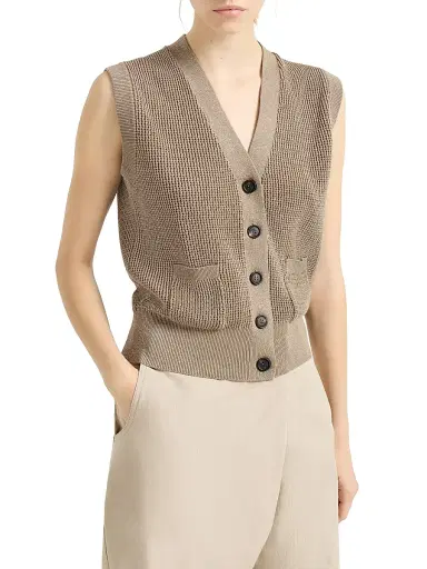 Brunello Cucinelli Women's Sparkling Cotton English Rib Cardigan | Thumbnail 2 Brunello Cucinelli Women's Sparkling Cotton English Rib Cardigan | Thumbnail 2