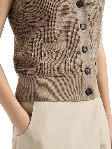 Brunello Cucinelli Women's Sparkling Cotton English Rib Cardigan | Thumbnail 4 Brunello Cucinelli Women's Sparkling Cotton English Rib Cardigan | Thumbnail 4