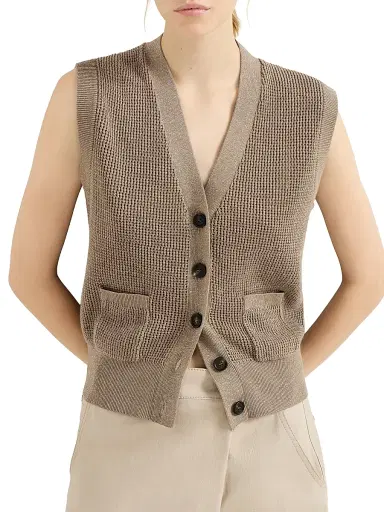 Brunello Cucinelli Women's Sparkling Cotton English Rib Cardigan | Thumbnail 5 Brunello Cucinelli Women's Sparkling Cotton English Rib Cardigan | Thumbnail 5