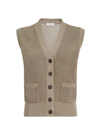 Brunello Cucinelli Women's Sparkling Cotton English Rib Cardigan | Thumbnail 1 Brunello Cucinelli Women's Sparkling Cotton English Rib Cardigan | Thumbnail 1