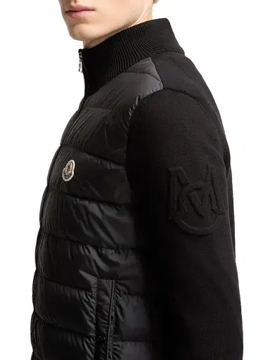 Moncler Men's Down-Filled Cardigan in Cotton - Black - Size XL | Thumbnail 4 Moncler Men's Down-Filled Cardigan in Cotton - Black - Size XL | Thumbnail 4