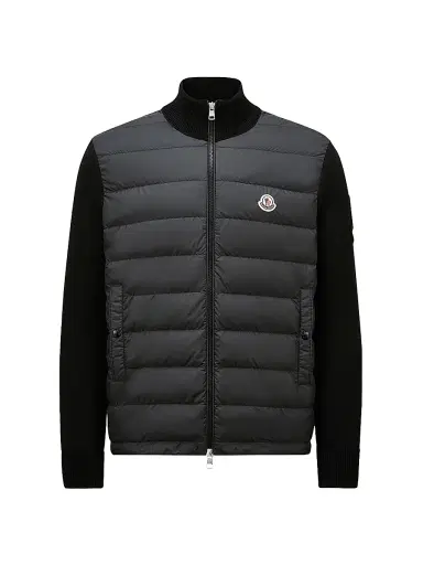Moncler Men's Down-Filled Cardigan in Cotton - Black - Size XL | Thumbnail 1 Moncler Men's Down-Filled Cardigan in Cotton - Black - Size XL | Thumbnail 1