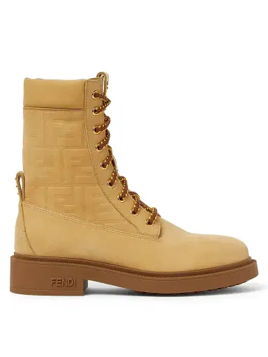 Fendi Women's Filo 35MM Suede Combat Boots - Light Ocra | Thumbnail 1 Fendi Women's Filo 35MM Suede Combat Boots - Light Ocra | Thumbnail 1