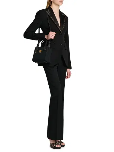 Versace Women's Grain Di Poudre Embellished Blazer - Black | Thumbnail 2 Versace Women's Grain Di Poudre Embellished Blazer - Black | Thumbnail 2