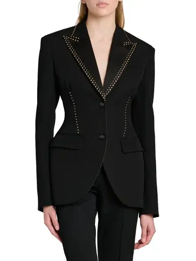 Versace Women's Grain Di Poudre Embellished Blazer - Black | Thumbnail 3 Versace Women's Grain Di Poudre Embellished Blazer - Black | Thumbnail 3