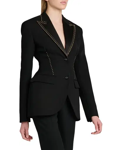 Versace Women's Grain Di Poudre Embellished Blazer - Black | Thumbnail 4 Versace Women's Grain Di Poudre Embellished Blazer - Black | Thumbnail 4
