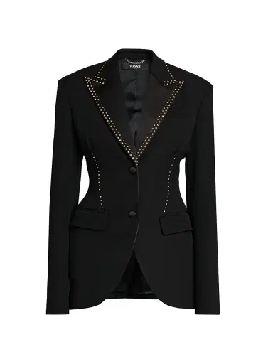 Versace Women's Grain Di Poudre Embellished Blazer - Black | Thumbnail 1 Versace Women's Grain Di Poudre Embellished Blazer - Black | Thumbnail 1