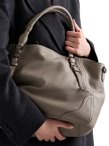 Prada Women's Large Leather Tote Bag - Grey | Thumbnail 3 Prada Women's Large Leather Tote Bag - Grey | Thumbnail 3