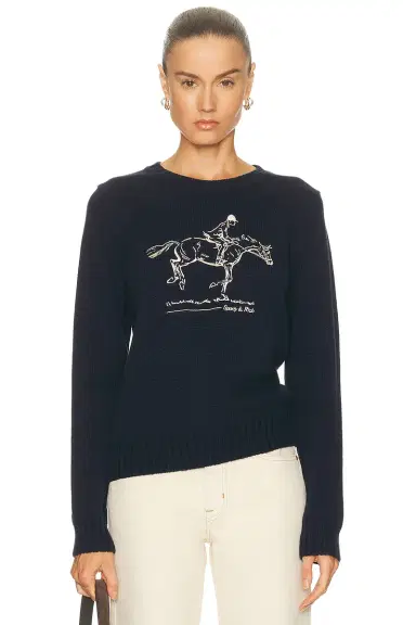 Sporty & Rich Horse Knitted Sweatshirt | Thumbnail 1 Sporty & Rich Horse Knitted Sweatshirt | Thumbnail 1