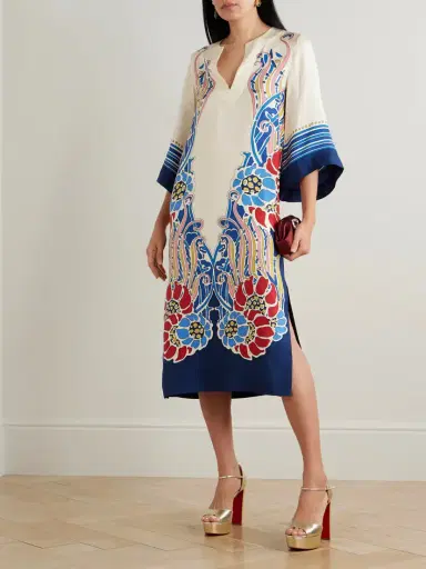 La DoubleJ Printed Silk-twill Midi Dress | Thumbnail 2 La DoubleJ Printed Silk-twill Midi Dress | Thumbnail 2