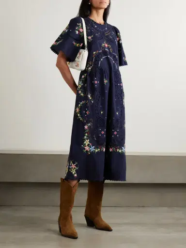 Sea Edwina Floral Lace-trimmed Embroidered Cotton Midi Dress | Thumbnail 2 Sea Edwina Floral Lace-trimmed Embroidered Cotton Midi Dress | Thumbnail 2