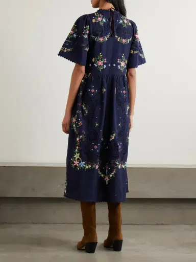 Sea Edwina Floral Lace-trimmed Embroidered Cotton Midi Dress | Thumbnail 3 Sea Edwina Floral Lace-trimmed Embroidered Cotton Midi Dress | Thumbnail 3