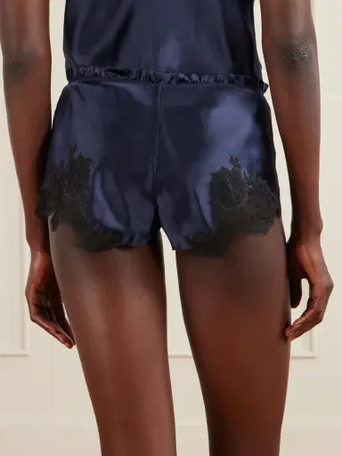 Carine Gilson Lace-trimmed Silk-satin Shorts | Thumbnail 4 Carine Gilson Lace-trimmed Silk-satin Shorts | Thumbnail 4