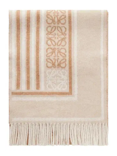 Loewe Fringed Wool And Cashmere-blend Jacquard Scarf | Thumbnail 1 Loewe Fringed Wool And Cashmere-blend Jacquard Scarf | Thumbnail 1