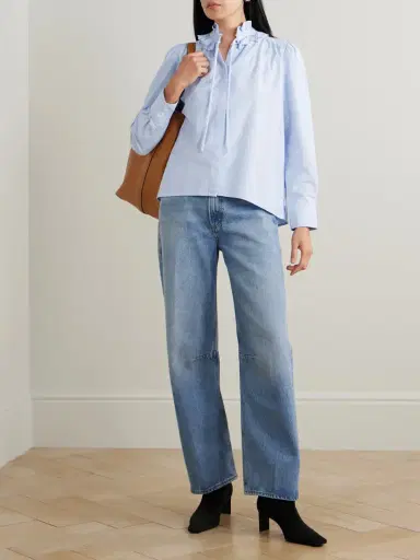 Citizens of Humanity Calista Tie-detailed Ruffled Cotton-poplin Shirt | Thumbnail 2 Citizens of Humanity Calista Tie-detailed Ruffled Cotton-poplin Shirt | Thumbnail 2