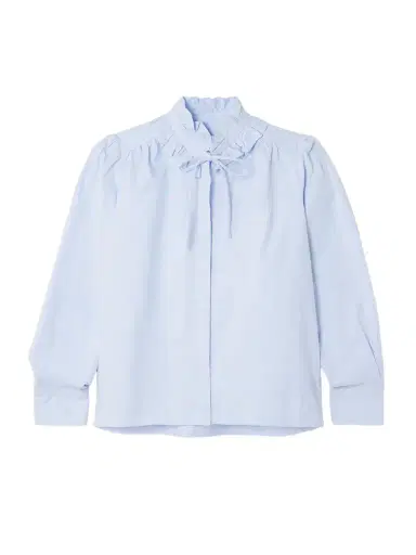 Citizens of Humanity Calista Tie-detailed Ruffled Cotton-poplin Shirt | Thumbnail 1 Citizens of Humanity Calista Tie-detailed Ruffled Cotton-poplin Shirt | Thumbnail 1