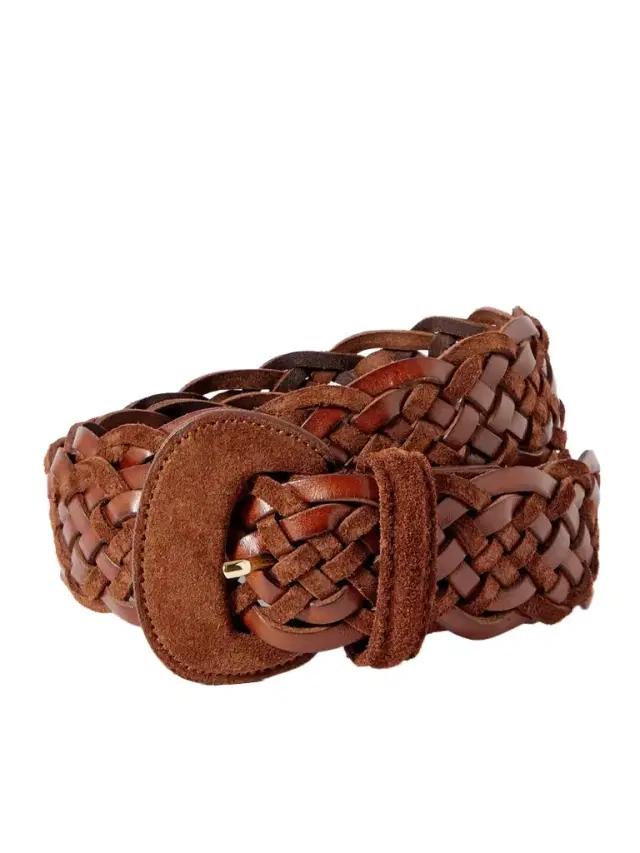 Leather And Suede Woven Waist Belt Leather And Suede Woven Waist Belt
